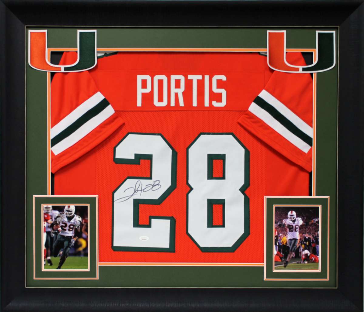 
Miami Clinton Portis Authentic Signed Orange Pro Style Framed Jersey JSA Witness