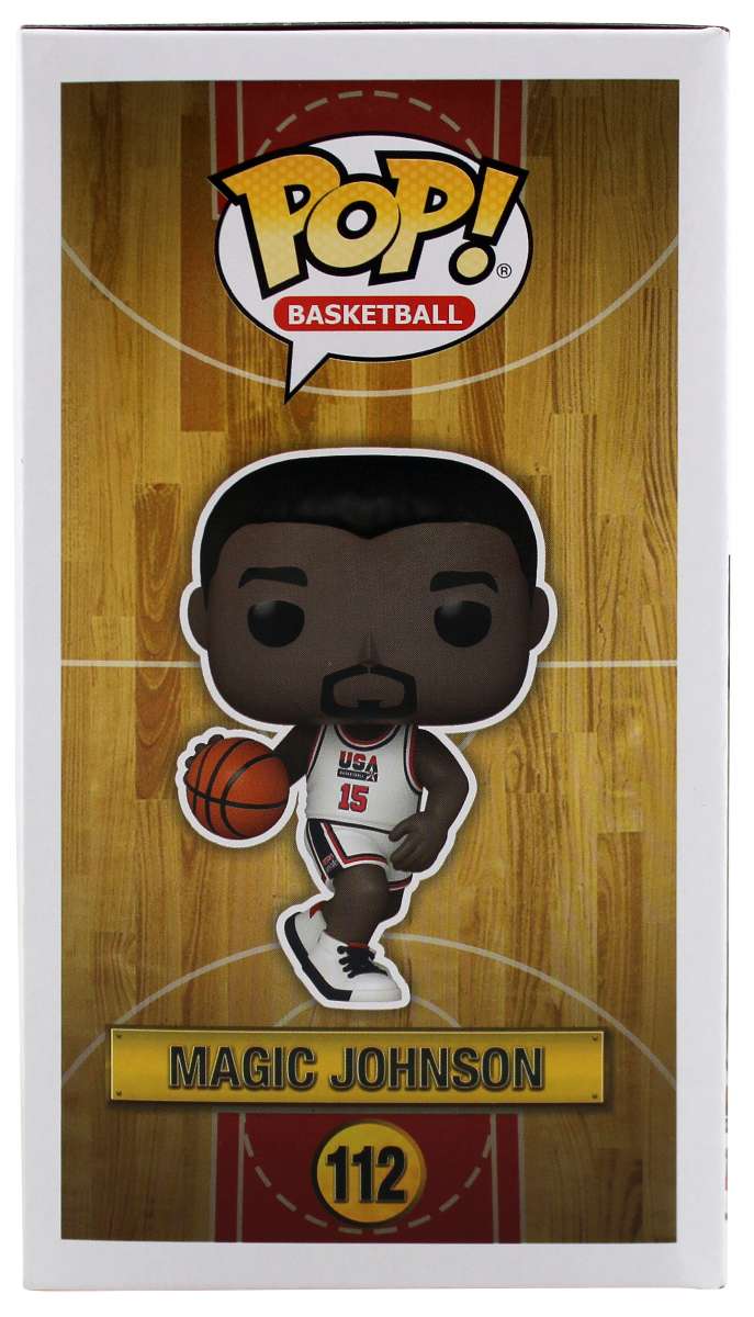 
Lakers Magic Johnson Signed USA Basketball #112 Funko Pop Vinyl Figure BAS Wit