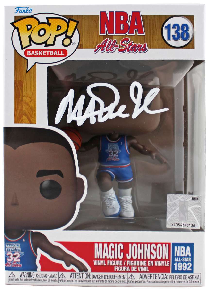 
Magic Johnson Signed 1992 ASG #138 Funko Pop Vinyl Figure w/ White Sig BAS Wit