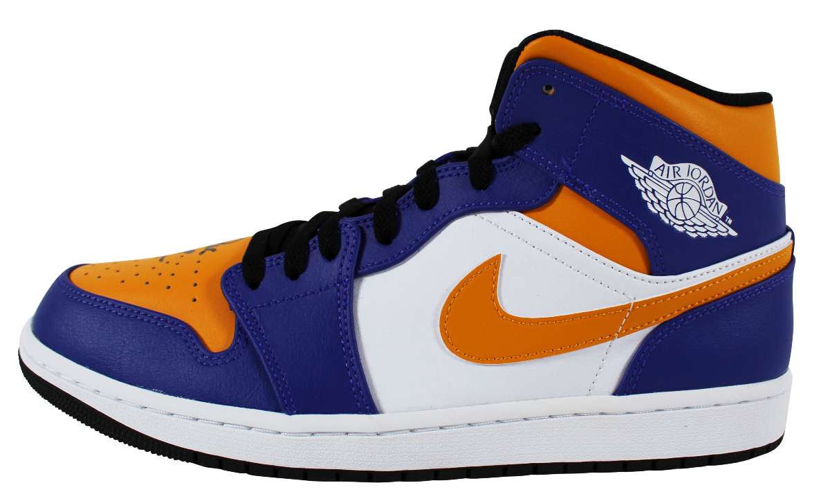 
Magic Johnson Signed Left Nike Air Jordan 1 2022 Lakers Shoe w/ Case BAS Wit