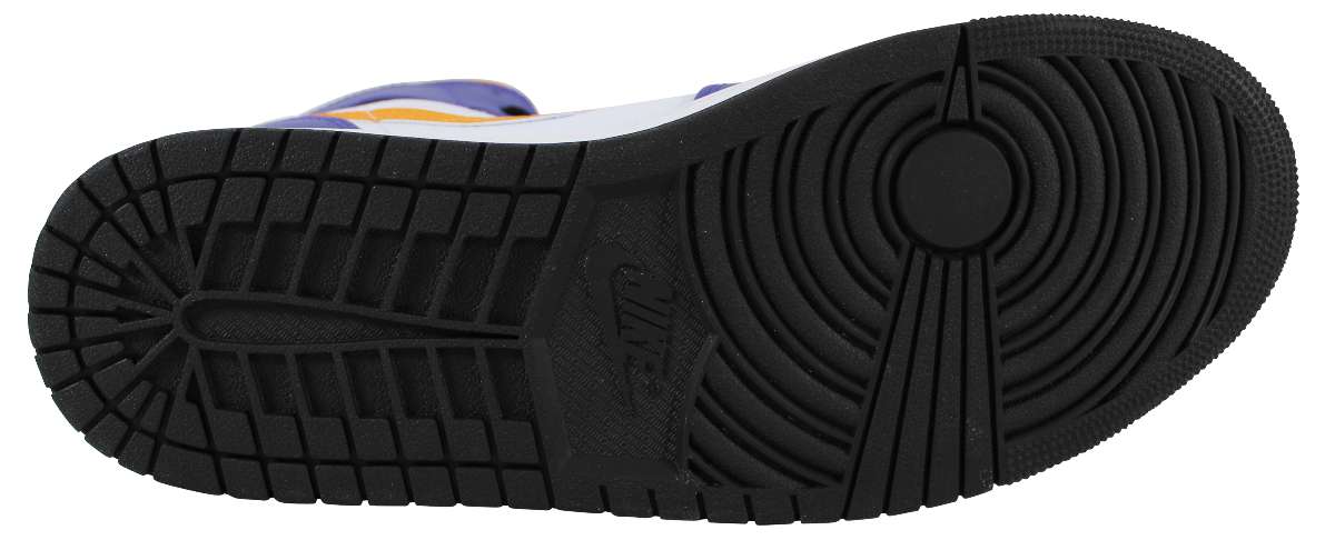 
Magic Johnson Signed Left Nike Air Jordan 1 2022 Lakers Shoe w/ Case BAS Wit