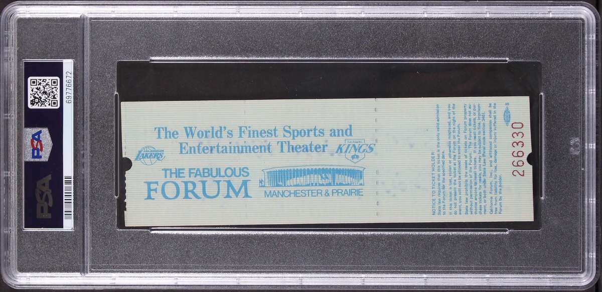 
Magic Johnson Signed 1982 Finals Game 6 Full Ticket Graded 8 Auto 10! PSA Slab