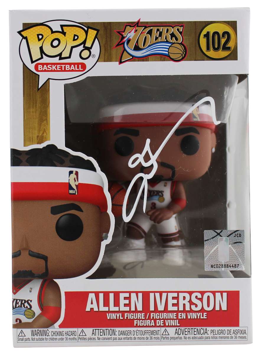 
76ers Allen Iverson Authentic Signed HWC #102 Funko Pop Vinyl Figure BAS Witness