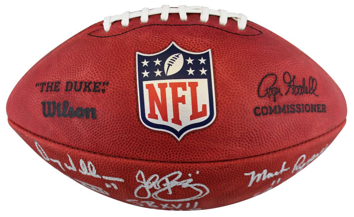 
WFT SB MVPs Williams, Rypien & Riggins Signed Official Duke Nfl Football BAS Wit