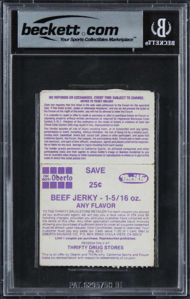 
Magic Johnson Signed 3/13/89 LAL Vs HOU Ticket EX-MT 6, Auto 10! BAS Slabbed