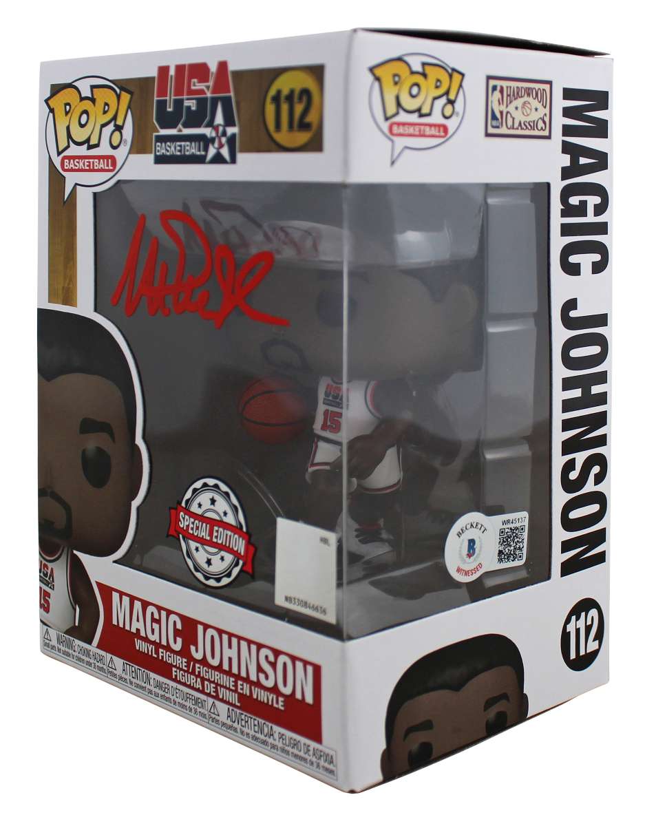 
Lakers Magic Johnson Authentic Signed Funko Pop Vinyl Figure w/ Red Sig BAS Wit
