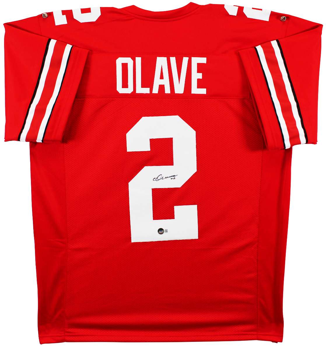 
Ohio State Chris Olave Authentic Signed Red Pro Style Jersey BAS Witnessed