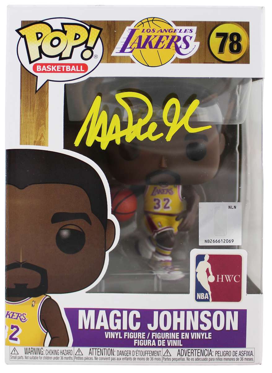 
Lakers Magic Johnson Signed NBA HWC #78 Funko Pop Vinyl Figure w/ Yellow Sig BAS