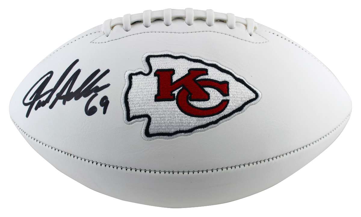 
Chiefs Jared Allen Authentic Signed White Panel Logo Football BAS Witnessed