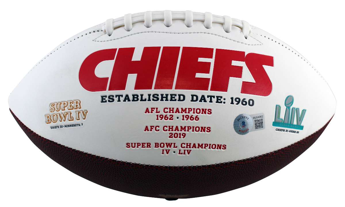 
Chiefs Jared Allen Authentic Signed White Panel Logo Football BAS Witnessed
