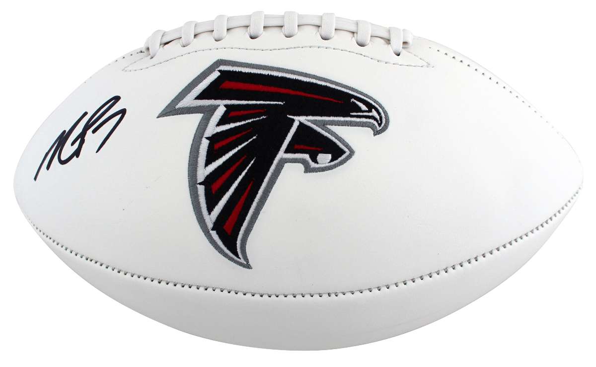 
Falcons Michael Vick Authentic Signed White Panel Logo Football JSA Witness