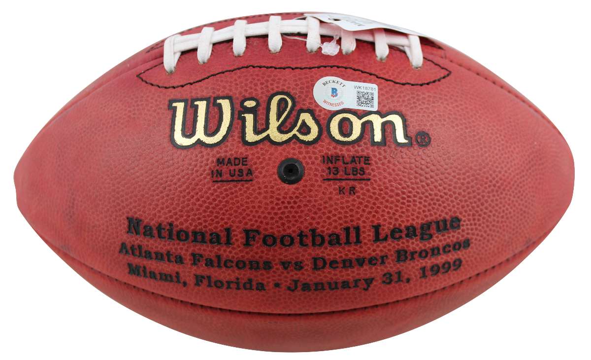 
Broncos (3) Elway, Sharpe & Davis Signed SB XXXIII Logo Duke Nfl Football BAS W