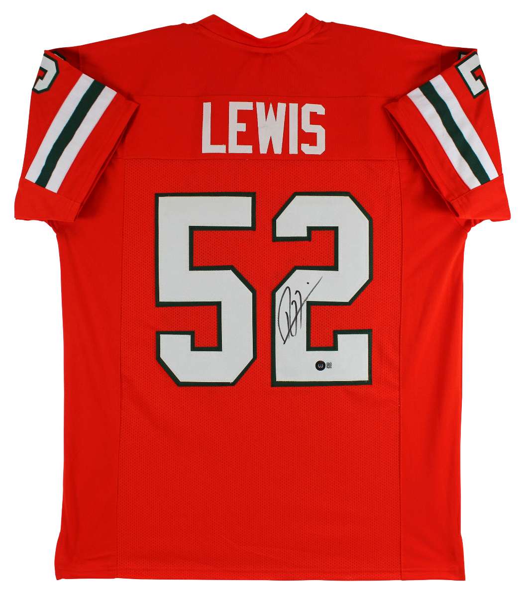 
Miami Ray Lewis Authentic Signed Orange Jersey Autographed BAS Witnessed
