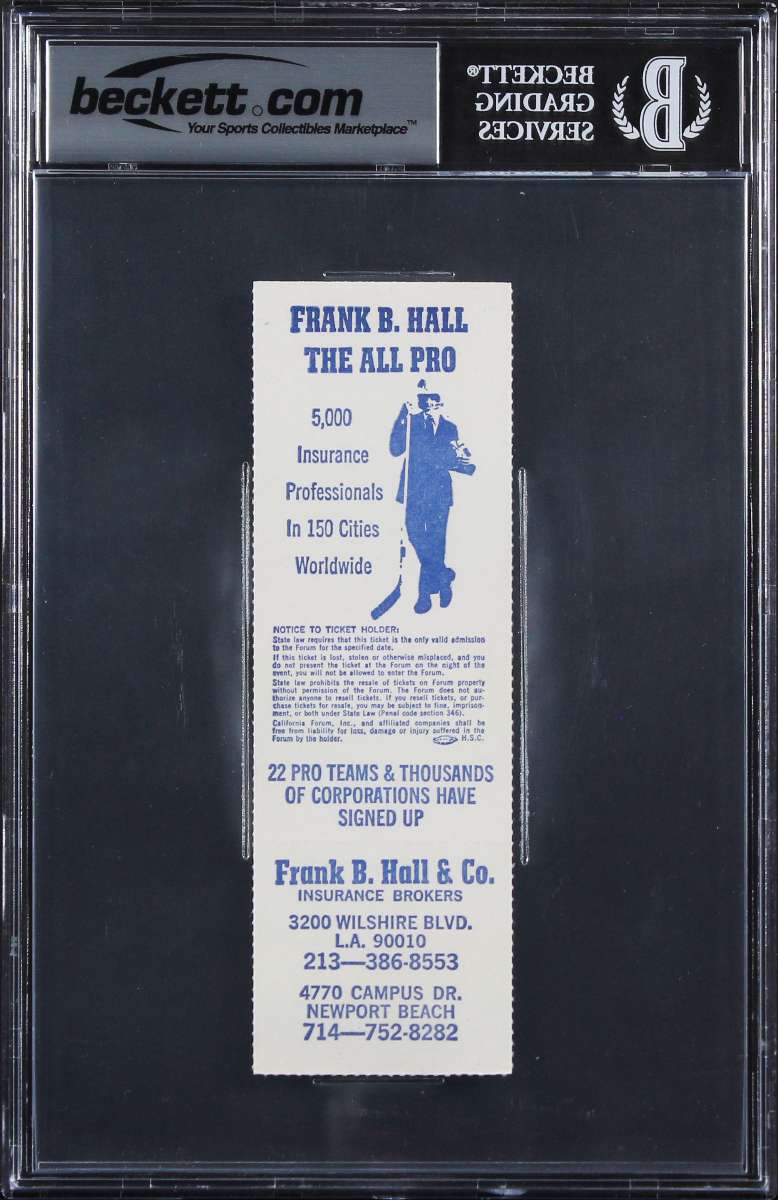 
Magic Johnson Signed 10/21/1979 Supersonics Vs. Lakers Ticket Auto 10! BAS Slab