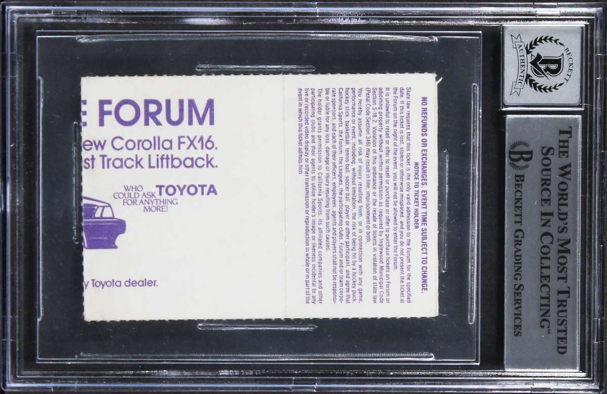 
Magic Johnson Signed 1987 NBA Finals Celtics/Lakers Ticket Stub Auto 10 BAS Slab
