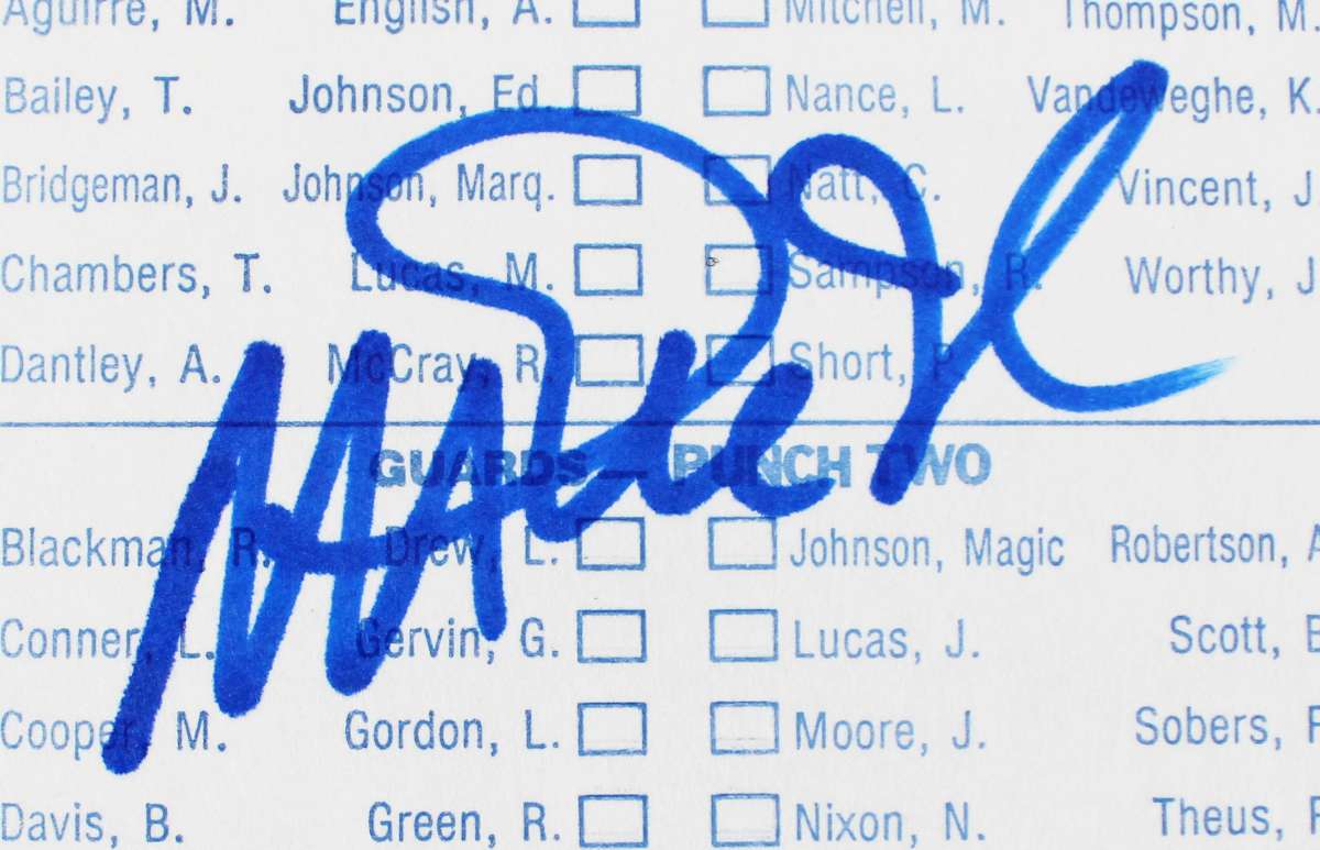 
Magic Johnson & Larry Bird Signed 1985 NBA ASG Ballot BAS Witnessed #1W867911