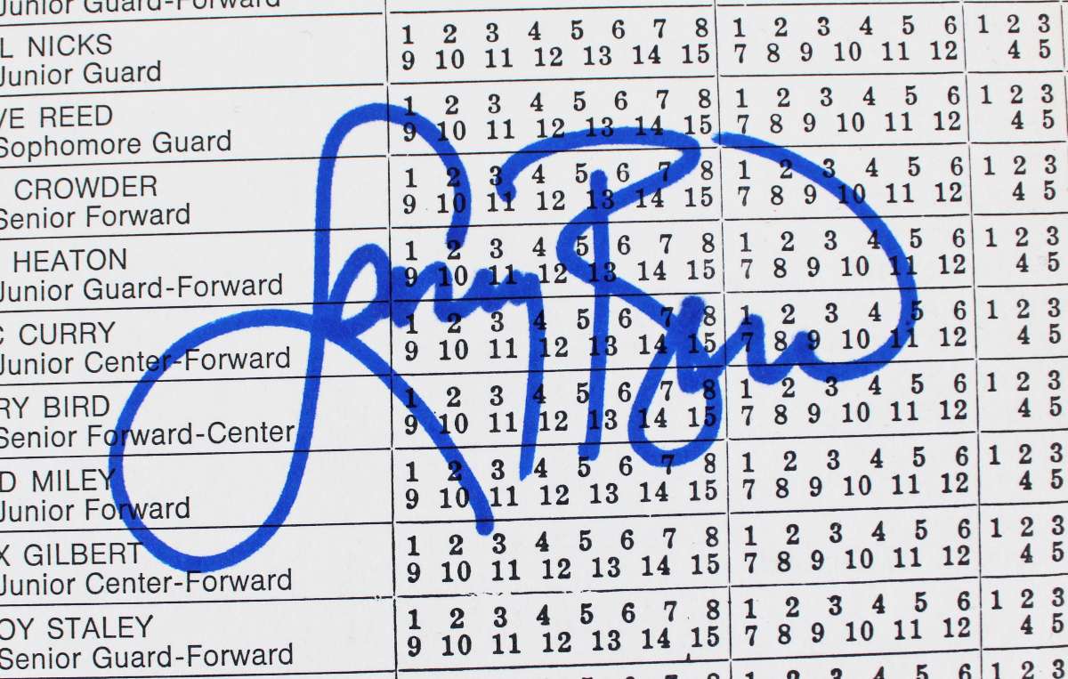 
Magic Johnson & Larry Bird Signed 1979 NCAA Final Scorecard BAS Wit #1W867913