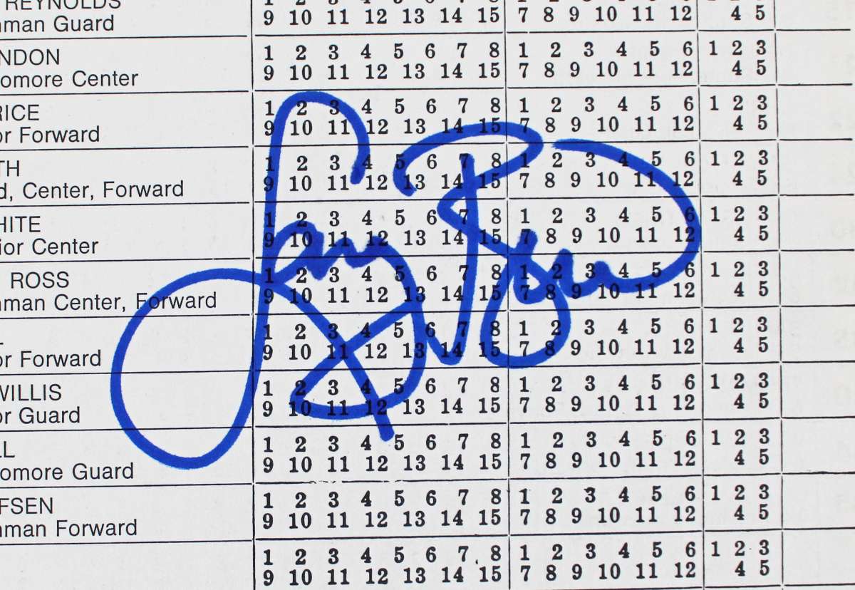 
Magic Johnson & Larry Bird Signed 1979 NCAA Semi-final Scorecard BAS #1W867914