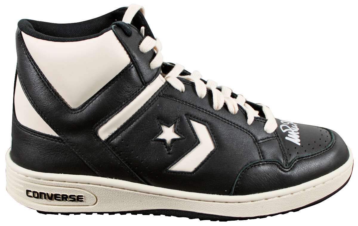 
Lakers Magic Johnson Signed Right Black & White Converse Weapon Shoe BAS Wit 1