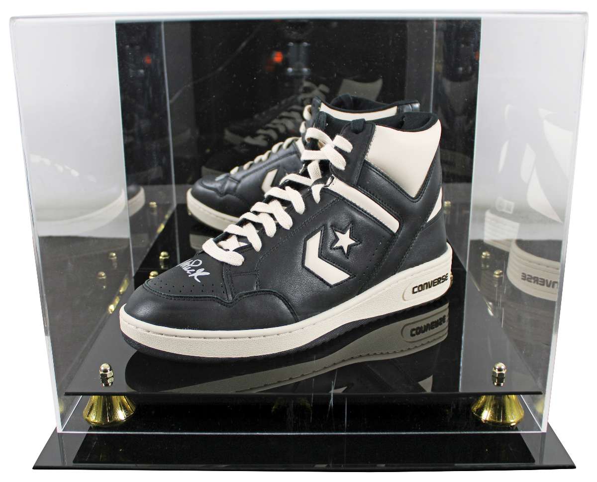 
Magic Johnson Signed Left Black & White Converse Weapon Shoe W/ Case BAS Wit 2