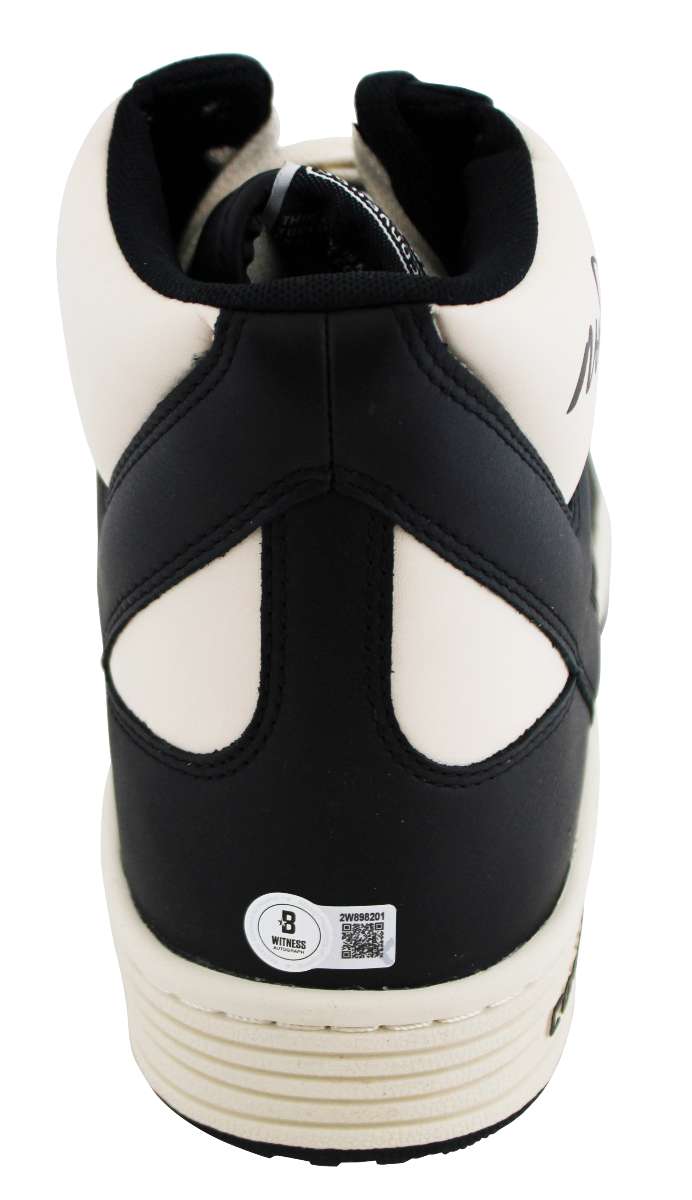 
Lakers Magic Johnson Signed Right B&W Converse Weapon Shoe W/ Case BAS Witness 3