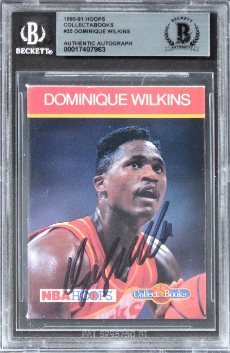 
Hawks Dominique Wilkins Signed 1990 Hoops Collectabooks #35 Card BAS Slabbed