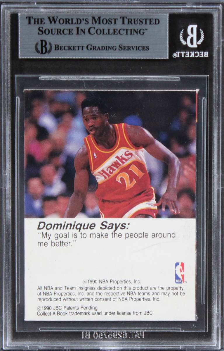 
Hawks Dominique Wilkins Signed 1990 Hoops Collectabooks #35 Card BAS Slabbed