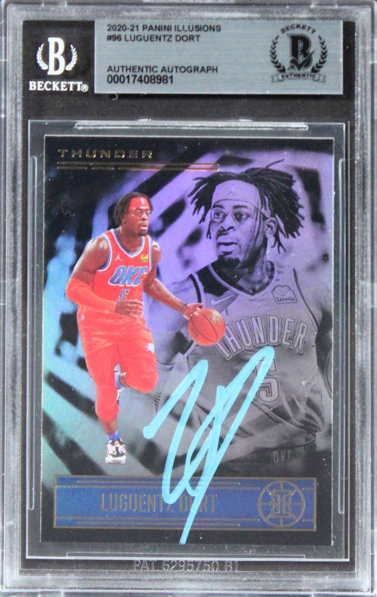 
Thunder Luguentz Dort Authentic Signed 2020 Panini Illusions #96 Card BAS Slab