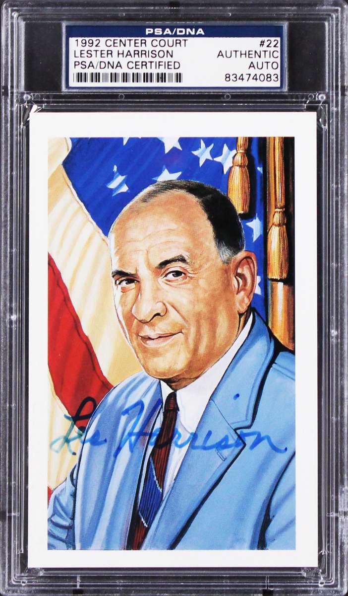
Royals Lester Harrison Signed 3.5x5.5 1992 Center Court #22 Postcard PSA Slabbed